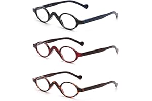 ‎JM JM 3 Pack Klein Oval Lesebrille Vintage Federscharnier Gläser für Leser Damen +1.0 Schwarz&Rot&Schildkröte