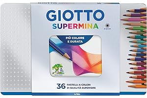 GIOTTO Supermina - Scatola Di Metallo Da 36 Matite A Pastello Colorate, 3.8 mm, Colori Intensi