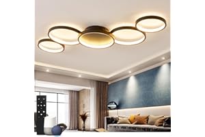 ‎BAYHT BAYHT Smart LED Deckenlampe Kompatibel Mit Alexa App Google Home 50W 6000LM Runde Schwarz Deckenlampe LED Dimmbar Mit Fernbedienung, 3000K-6500K Alexa Deckenleuchte Für Schlafzimmer Wohnzimmer 100CM