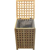 Bambu &Ccedil;amaşır Sepeti Kapaklı, 40x38x56 cm, Gri İ&ccedil; Torbalı, &Ccedil;ıkaralabilir Torba, Kirli Sepeti, Montaj Vidaları Dahil, 75 Lt