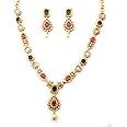 Sasitrends Traditional Micro Gold Plated Multi Color AD American Diamond Jewellery Necklace Jewellery Set for Women and Girls