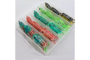 FOLANDO 15 Pcs Topwater Frog Lures Set for Bass Fishing, 5g/8g/12g Soft Hollow Body Frogs with Double Hooks, Weedless Surface Lure for Freshwater Fishing