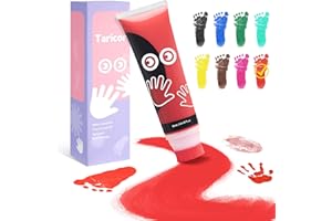 TARICOR 75ml Ungiftige Farben DIY Baby Handabdruck für Neugeborene Geschenk Stempel Kinder, Art Fingermalfarben für Hause Schule (75ml Rot)