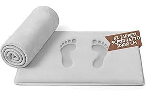 SONIT HOME DECOR SONIT - 2x Tappeto Scendiletto Moderno 50x80cm - Tappeto per Camera e Salotto - Tappeto Scendiletto Assorbente e Antiscivolo - Tappeto Morbido (Grigio, 2 pezzi 50X80)
