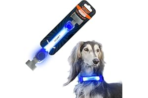 LaRoo Bande Lumineuse pour Chien, Etanche Clignotant à LED Lumineux avec Bandes Adhésives de Nylon, Facile à Attacher à La Laisse du Collier et au Harnais, pour Promener le Chie
