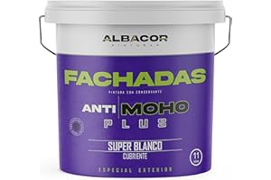 ALBACOR Pintura Blanca Exterior Pintura Fachada Antimoho Plus, Con Protección al Moho y Verdín, Alta Resistencia al Exterior, Impermeable, Revestimiento de Larga Duración (11 Kilos)