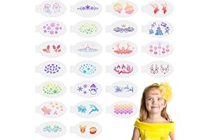 URAQT 24 Pièces Pochoir Maquillage Enfant,Kit de Tatouage Peinture Enfant pour Visage Corps,Pochoirs de Peinture Faciale Réutilisables pour Visage et Corps Halloween Fête de Vacances Cosplay,Noël