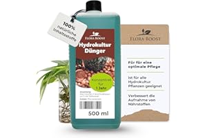 Konfitee Hydrokultur Dünger Flora Boost 500ml I Für bis zu 100L Gießwasser I Für alle Hydrokultur Sorten I Flüssiger Blatt- & Wurzeldünger I 100% natürlicher Pflanzendünger