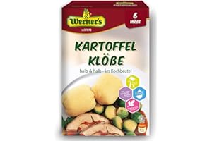 ‎WERNER´S Werner´s Kartoffelklöße im praktischen Kochbeutel 6 Stück, 6 Packungen pro Karton, ohne Farbstoffe, ohne zugesetzte Aromen, fettarm, einzeln entnehmbar,