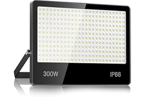 LAMLAMCK Faretto LED Da Esterno 300W - 30000LM 6500K Super Luminoso Bianco Freddo Faro LED Esterno, IP66 Impermeabile Luce Di Sicurezza per Stadio, Patio, Strada, Garage