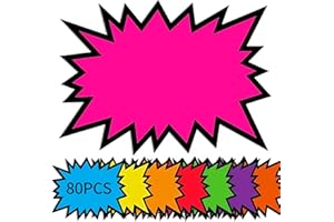 ZWWOGE 80 pièces Etiquette Prix Fluorescent Assorties etiqueteuse prix Starburst Étiquettes Prix en Forme d'Étoile Étiquette de Vente au Détail en Papier Étiquettes Promotionnelles(7.6x12.8 cm)