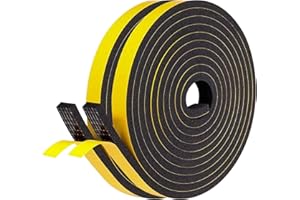 fowong Draft Excluder for Doors, Weather Stripping Door Seal Strip 2 Rolls 12 mm(W) x 6 mm(T) x 4M (L), Draft Excluder Tape for Windows and Doors, Window Seal Strip, Total 8M Long