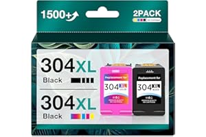 SHENGLANGFR 304xl 304 xl 304 Inkjet cartucce inchiostro per Cartucce HP 304 304 xl Cartuccia HP 304 HP304 Cartucce HP Deskjet 3760 3762(2 Pack,Nero, Colore)