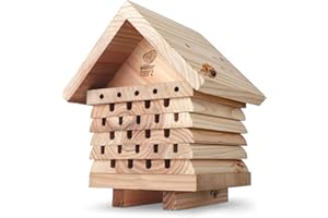 Wildtier Herz | Bee Hotel – Nesting Aid for Wild Bees Made of Screwed Solid Wood, Weatherproof & Untreated, Bee House / Insect Hotel for the Garden