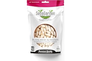 ‎SEBA GARDEN Blanchierte Mandeln-Seba Garden Blanchierte ganze Mandeln, 1000 g– gentechnikfrei, roh, nicht pasteurisiert, ungesalzen, Keto, Paleo, koscher, Bulk, reich an Proteinen, Ballaststoffen