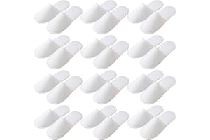 Taimimy 12 Paar Einweg-Hausschuhe, Hotel, Damen, Herren, waschbar, Gästehausschuhe, bequem, weich, rutschfest, für Hotels und Spa, Haus, Reise, 12 Paar, 36/43 EU