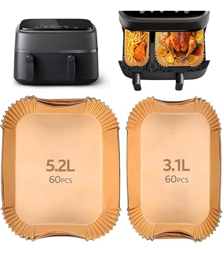 Anhow Papier Cuisson Air Fryer, 150 PCS Papier Sulfurisé pour Air Fryer