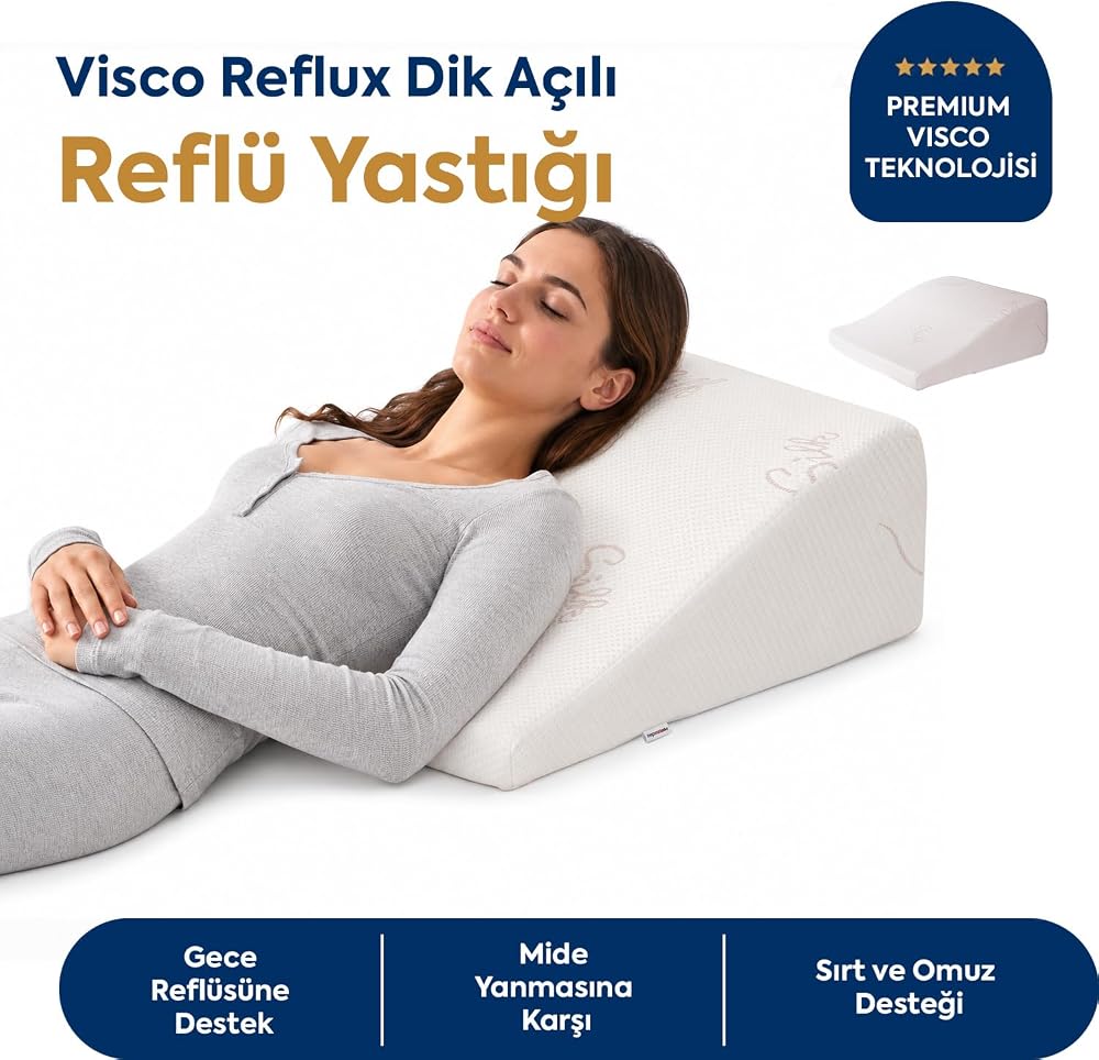 Homedius Viscotherm Reflux Dik Açılı Silk Kumaş Reflü Yastığı 65x60x20 cm