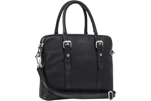 STILORD 'Eden' Sac Business Femme Cuir Porte-Documents Vintage pour Ordinateur Portable 13.3 Pouces Sac à Bandoulière Bureau Élégant Cuir Véritable, Couleur:Noir