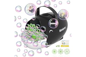 Kid Odyssey Bubble Machine, Automatic Whale Bubble Blower with 10000+ Bubbles, 400 ML Portable Bubble Maker with 2 Speed & 3 Bubble Wands for Kids (Black)