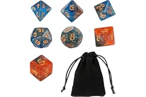 GWHOLE 7 Dés Polyédriques Couleurs du Ciel étoilé pour Jeux de Rôle Jeux de Table Donjons et Dragons - Bleu