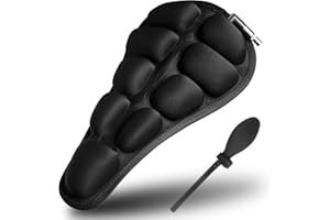 FETINAR Housse de Selle de Vélo, Housse de Selle Respirant et Confortable 3D Gonflable Souple Housse de Selle de Vélo Ergonomique pour Hommes et Femmes 28 x 17 cm