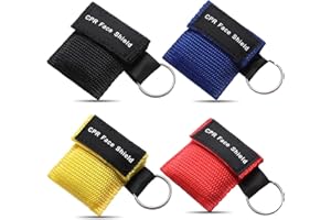 SHPUJUN Maschera di primo soccorso 4 Pezzi Barriera Respiratoria, Mini Ambu Bag Portachiavi, Protezione Respiratoria Bocca a Bocca, Portachiavi con Valvola di Controllo, Rianimazione, Panno di Ventilazione