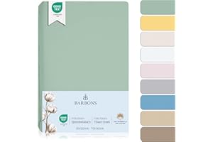 ‎BARBONS BARBONS Fitted Sheet for Baby/Cot - 100% Jersey Cotton Oeko-Tex Standard 100 Certified Bed Sheet for Baby Cot (Green - 60 x 120 cm / 70 x 140 cm)