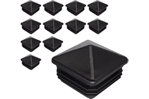 SKIR'CO 12 tappi quadrati in plastica 60 x 60 mm, tappi terminali per tubo di recinzione, inserti per tubi quadrati, colore nero RAL 9005