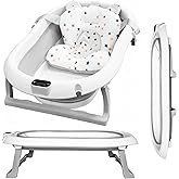 Folding Baby Bath with Feet + Thermometer + Cushion - Banheira - Baby Bath | Bathing without bending down - Foldable and comp