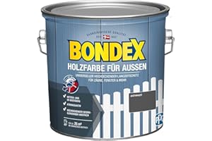 Bondex Pintura para madera para exterior, 2,5 L, antracita, para aprox. 25 m², resistente a la intemperie y a los rayos UV, transpirable, brillo sedoso