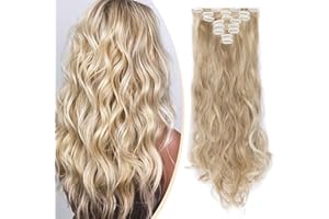 S-noilite 17-26 Inches(43-66cm) 8pcs Long Full Head Clip In Hair Extensions Extension Sexy Lady Fashion Choice 60 Colours (24 Inches-Curly, Sandy blonde & bleach blonde)