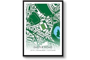 GroundDesigns HIBERNIAN FC Football Gift EASTER RD Stadium Art Map A3 Print HIBS