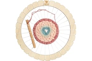 Micki Round Weaving Loom for Kids Wooden Toys Weaving Kit + Weaving Yarn Arts and Crafts for Kids - Art Supplies - Age 3+