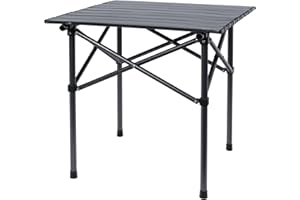 Outplea 53 cm Black Metal Folding Camping Table for Grill, Portable Camp Table Outdoor Cooking Station Heat Resistant for Travel Picnic Beach BBQ Backyards