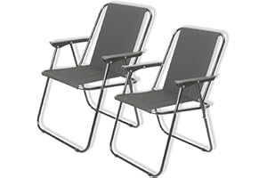 MY GARDEN OUTDOOR LIVING My Garden Folding Chair Set of 2 – Fold Up Deck Chairs Heavy Duty 600D Polyester Fabric Beach, Garden, Patio & Picnic Chairs Easy to Carry Lightweight Outdoor Camping Chair (Grey)