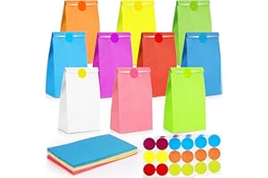 TAIXING 30 sztuk papierowych toreb na prezenty, torby urodzinowe dla dzieci papierowe torby na cukierki z 36 naklejkami do pakowania prezentów, przyjęcia, wesela, urodziny dzieci, Boże Narodzenie