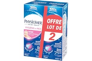 Physiomer Bébé Micro-diffusion - Spray nasal 100% eau de mer - Dispositif médical - Hygiène du nez - Rhume et Rhinite - à partir de 1 mois - Sans gaz propulseur et stérile – Lot de 2x115ml