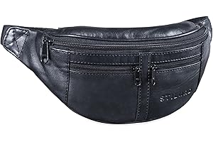 STILORD 'Echo' Marsupio in pelle vintage uomo donna Borsello con tasche in cuoio stile retrò per festival sport montagna jogging viaggio escursioni, Colore:nero