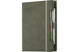 HOLDERZYI Agenda Académica 2025 A5 - Día por Página, Enero a Diciembre, 12 Meses, Tapa Dura, Bolígrafo y Lazo