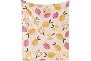 ‎TUTUXMA Zitronen-Überwurfdecke für Mädchen, weiche, gemütliche rosa Zitronen-Decke für Obstliebhaber, leichte Überwurfdecke, flauschiges Plüsch-Flanell-Fleece, Geschenk, 127x152 cm