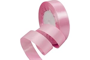 Tomedeks 22 m Satin Ribbon, 2 cm Wide, Gift Ribbon, Decorative Ribbon, Christmas Wedding, Birthday Fabric Ribbon, Gift Ribbon (Pink)