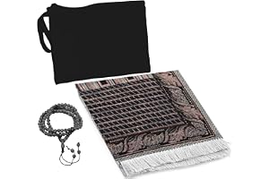BananaHome Prayer Rug with Prayer Beads and Portable Bag, Gift for Women Men, Prayer Carpet Mat,Soft Mat Gifts Set,Cotton Fabric (A, 110x70cm)