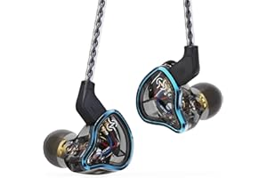 Yinyoo 3BA + 1DD Hybrid Drive In-Ear-Monitor, CCZ Warrior Strong Bass In-Ear-Kopfhörer, geräuschisolierende, kabelgebundene Ohrhörer, Geschenk für Sänger Musiker (blau, kein Mikrofon)