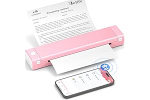 Betife Tragbarer Mobiler Drucker A4 Bluetooth Mini Drucker für die Reise, Kabelloser Thermodrucker ohne patronen unterstützt Thermopapier 210 x 297mm, Kompatibel mit Android iOS Mac (Rosa)