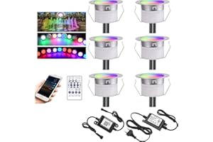 Ø31MM Spot LED Encastrable Extérieur Étanche,GEYUEYA Home Couleur Dynamique IP67 Music Sync 12V Fonctionne avec Alexa Éclairage de patio Enterré Lumière pour terrasse/escaliers/chemin/jardin Lot de 6