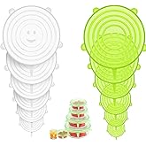 12 Pcs Silicone Stretch Lids, Food Covers,Reusable Stretch Lids, BPA and Expandable to Fit Various Shape of Containers, Dishe