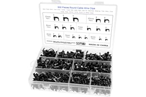 Booramy 600 Stück Kabelschellen Nagelschellen Kabelschellen mit Nägeln zum Befestigen von Kabeln und Drähten mit Tragetasche, 4mm 5mm 6mm 7mm 8mm 10mm 12mm (Schwarz)