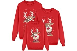 GENERISCH Weihnachtspullover Familie Set Damen Herren Kinder Lustig Weihnachtspulli Ugly Christmas Sweater Langarm Rundhals Sweatshirt Ohne Kapuze Sweater Pullover Weihnachten Unisex Winter
