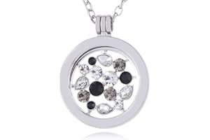 Morella Damen Halskette 70 cm Edelstahl mit Amulett und Coin 33 mm in Schmuckbeutel